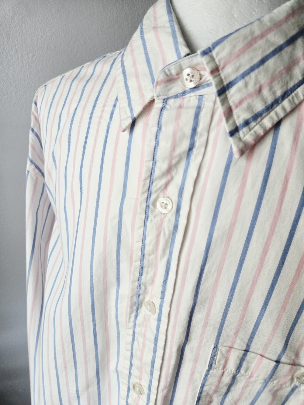 Vintage Burberrys of London Pinstripe Cotton Button Front Shirt-Men's Size L